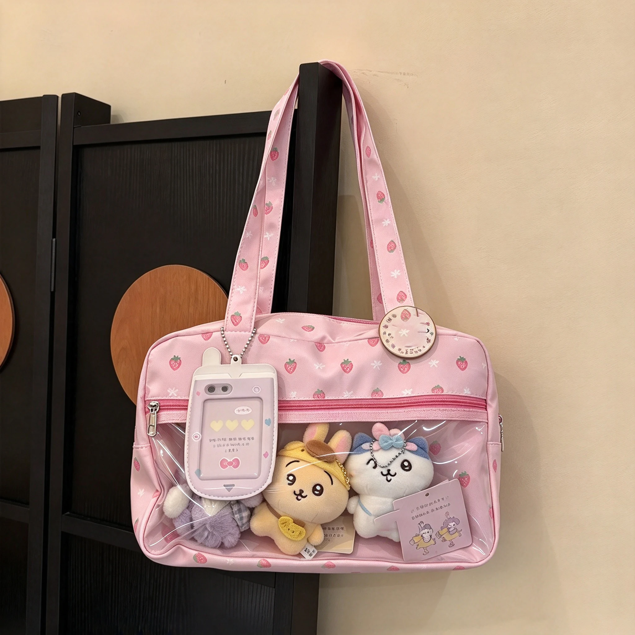 New Japanese-style Original Bag Anime-themed Cute Shoulder Bag Commuting Daily Use Tote with Stars Large Capacity Strawberry Bag