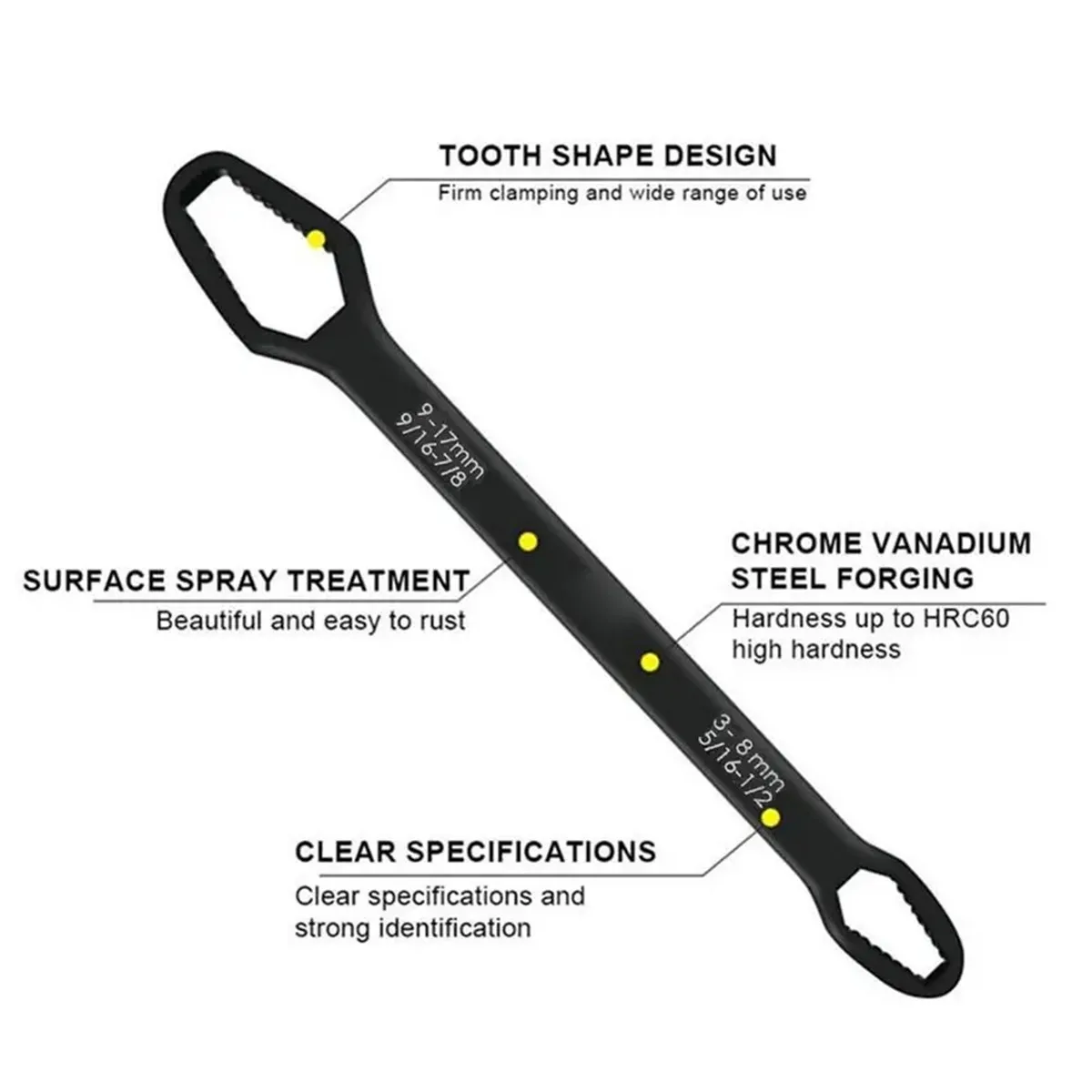 3-17mm Universal Torx Wrench Adjustable Multifunction Wrench Board Double-head Multipurpose Torx Spanner Repair Hand Tools