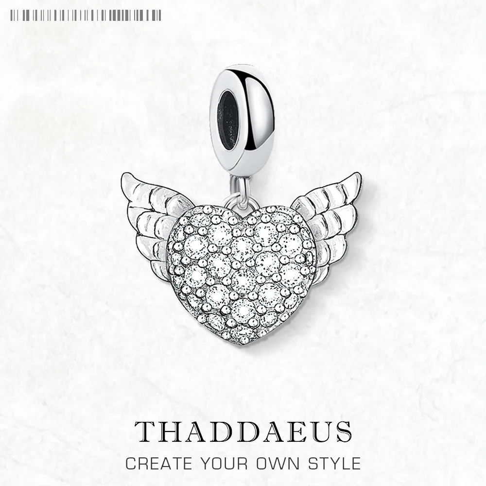 

Winged Heart Charm Pendant Europe Jewelry Findings Accessories 925 Sterling Silver Fashion Romantic Gift For Women