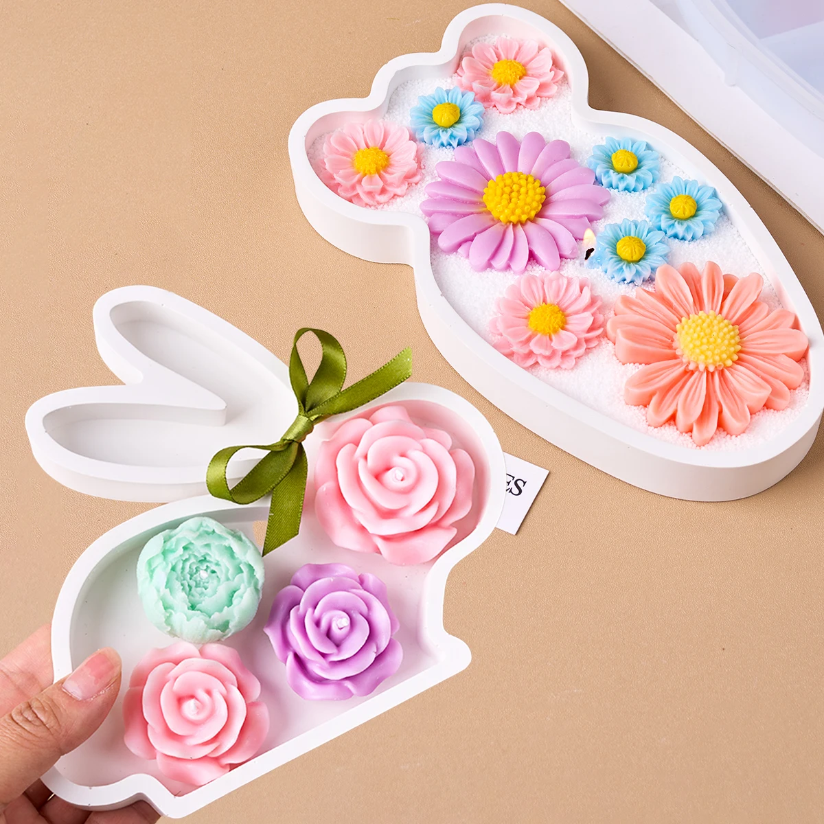 Niedlichen Kaninchen Karotte Tablett Silikon Form DIY Gips Hase Handgemachte Platte Gericht Lagerung Dekorative Hause Ornament Harz Form Handwerk