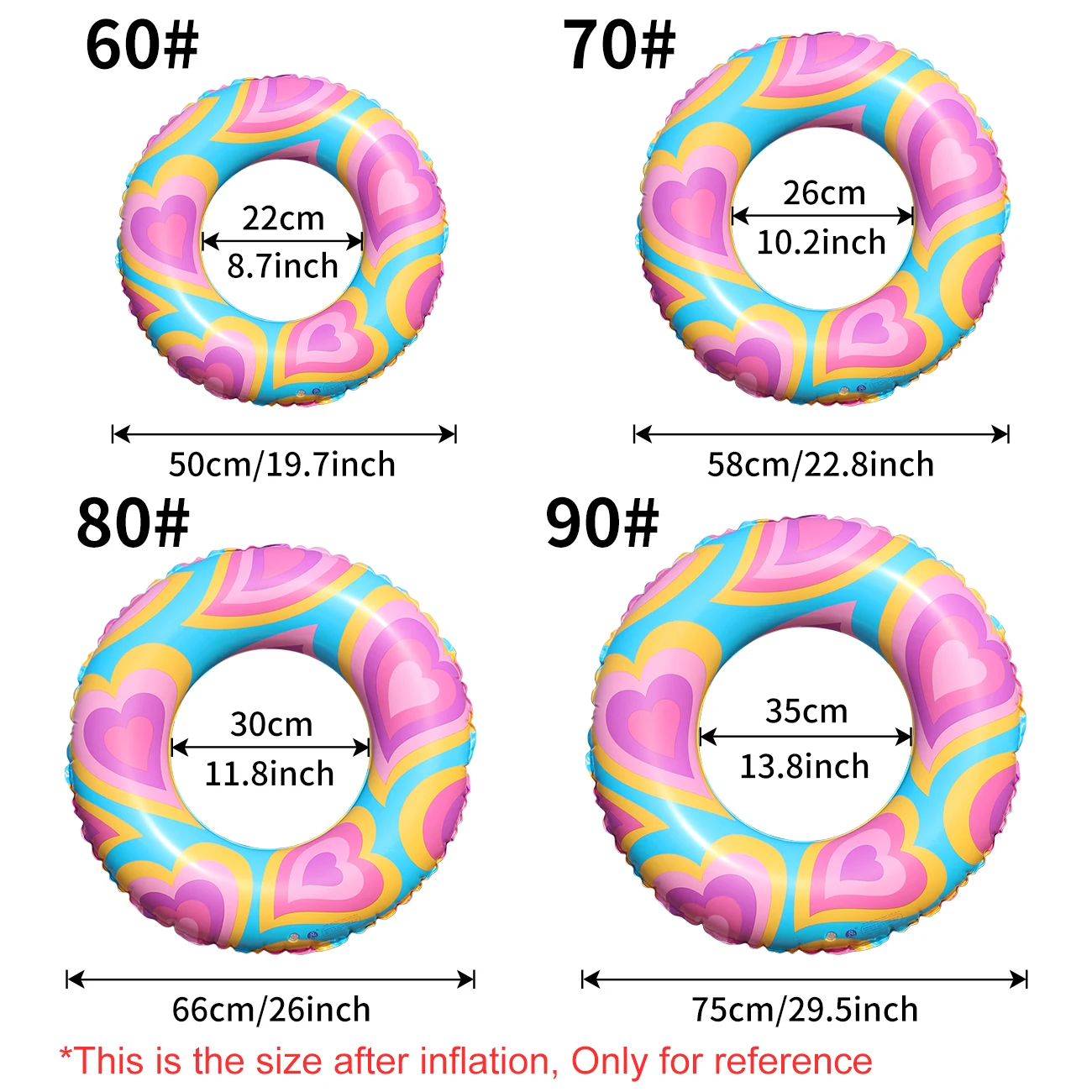 Flotador inflable para piscina para adultos en forma de corazón, anillo de natación grueso de verano, adecuado para fiestas de piscina de verano, anillo para axila, 1 ud.