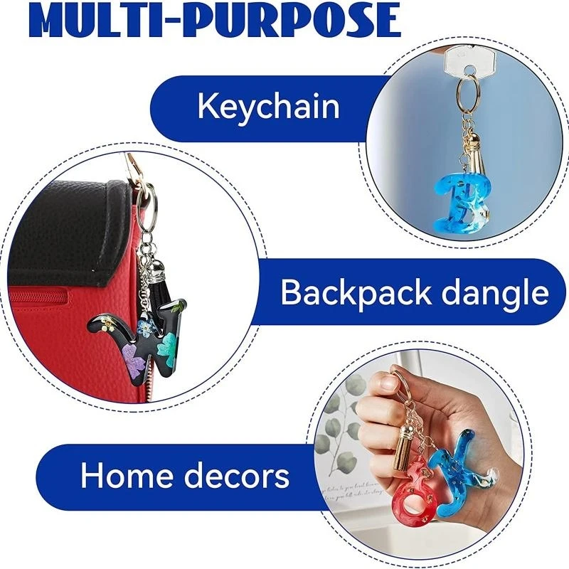 Keychain Mold,Resin Molds Letter Keychain Molds,Jump Ring,Screw Pin
