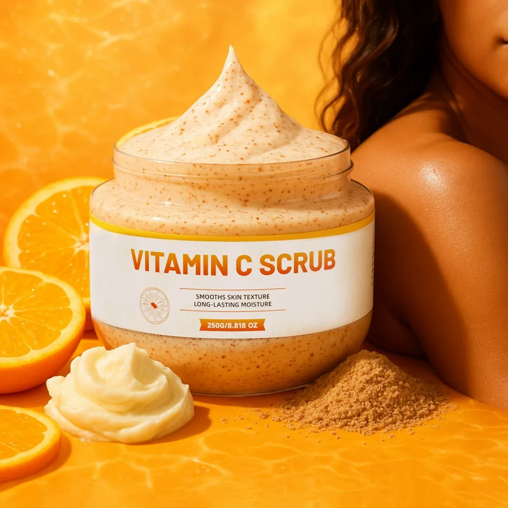

250g Vitamin C Body Scrub, Exfoliating Body Scrub, Hydrating Moisturizing, Gently Exfoliating Remove Dead Skin Cleansing Pores