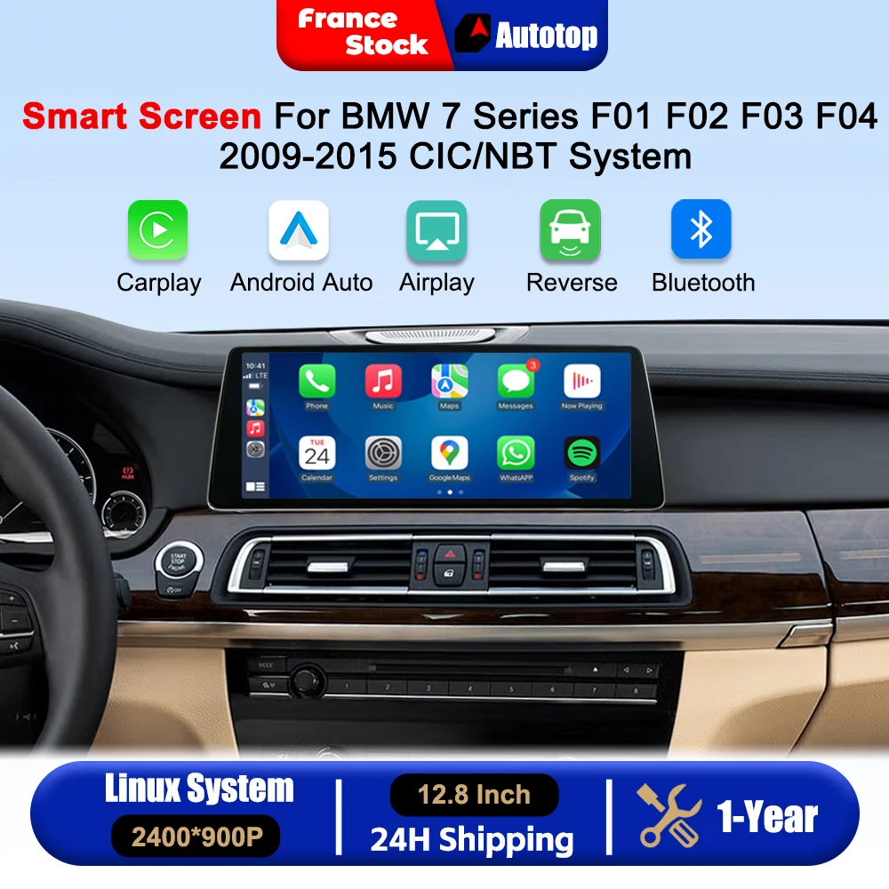 Wireless CarPlay Android Auto 12.8 Inch 2400*900P Car Radio Multimedia For BMW 7 Series F01 F02 F03 F04 CIC/NBT System 2009-2015 Car Intelligent Systems Car Radio Multimedia GPS Navigation Navi Mirror Link AirPlay Touch Screen