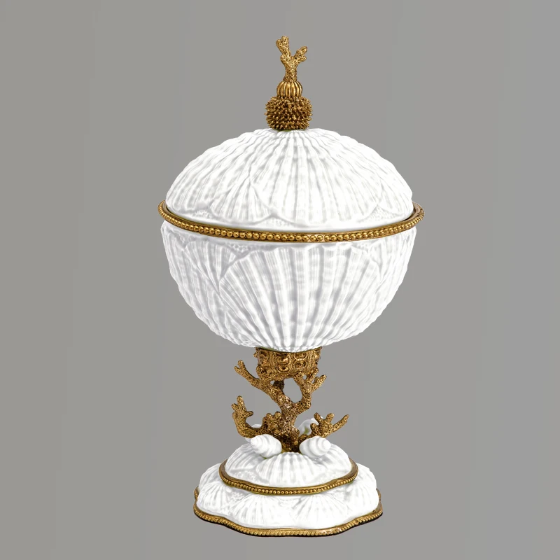 وعاء بورسلين بغطاء من البورسلين الصيني، فن طاولة تزيين المنزل