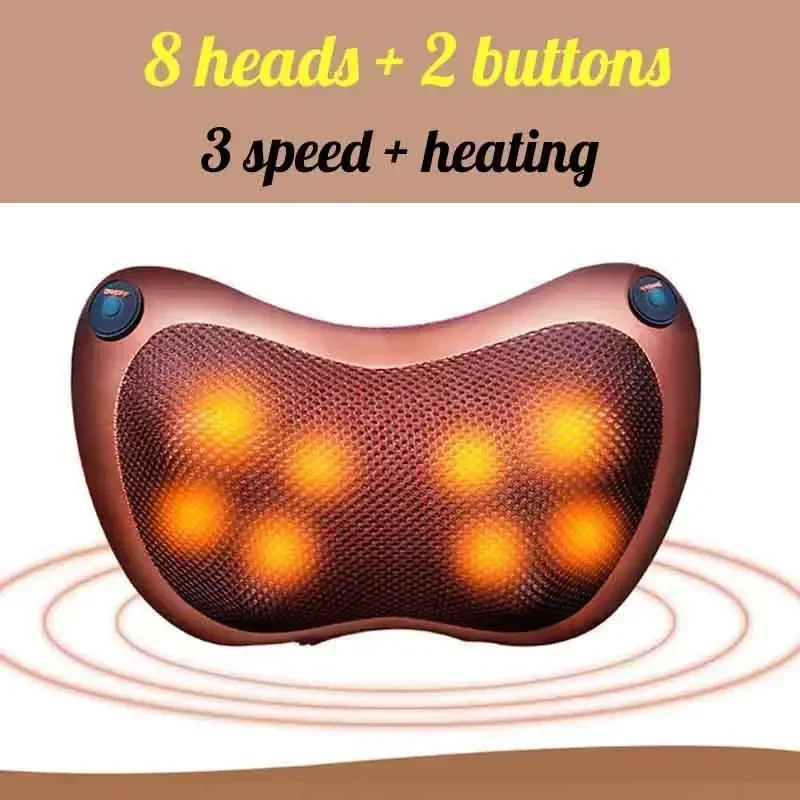 Car Home Electric Massage Pillow Far Infrared Heated Full Body Massager Cushion Neck Back Shiatsu Kneading Therapy Relax Health