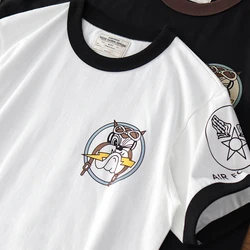 Summer American Retro Short Sleeve O-neck Double-sided Printed T-shirt Men's Fashion 100% Cotton Washed Heavyweight Casual Tops