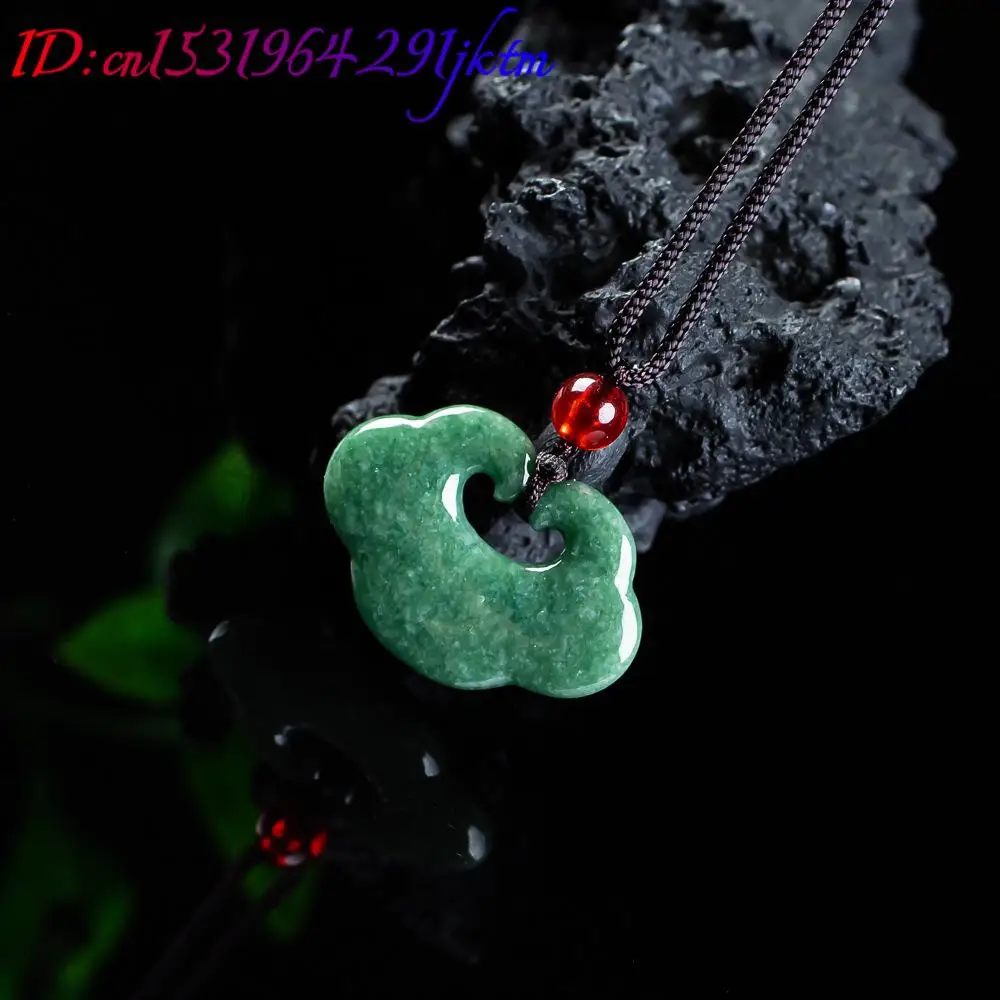 Natural Myanmar Jadeite Ruyi Pendant Necklace Fashion Carved Amulet Real Jade Jewelry Designer Accessories Gifts for Women view 3