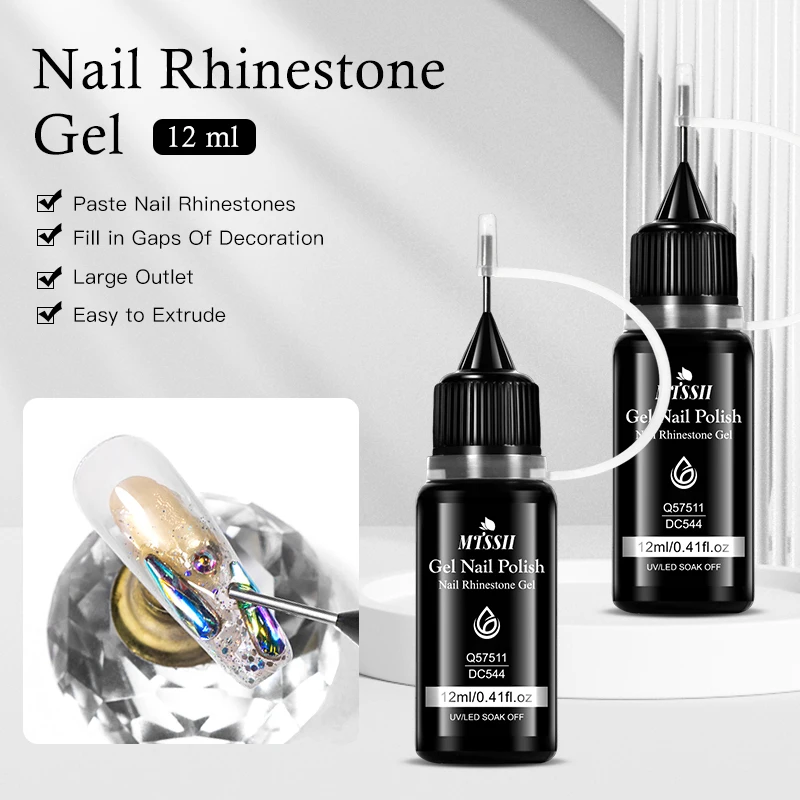 1/2 pz 12 ml Nail Strass Gel Smalto Per Unghie Super Forte Colla Strass Per Unghie Fascino 3D Unghie Bling Decorazione Gemme FAI DA TE