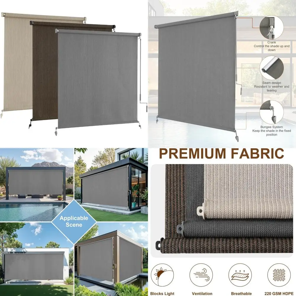 

Cordless Outdoor Roll-Up Blinds for Patio, Porch, Pergola, Balcony, and Backyard - Durable Shade Solutions