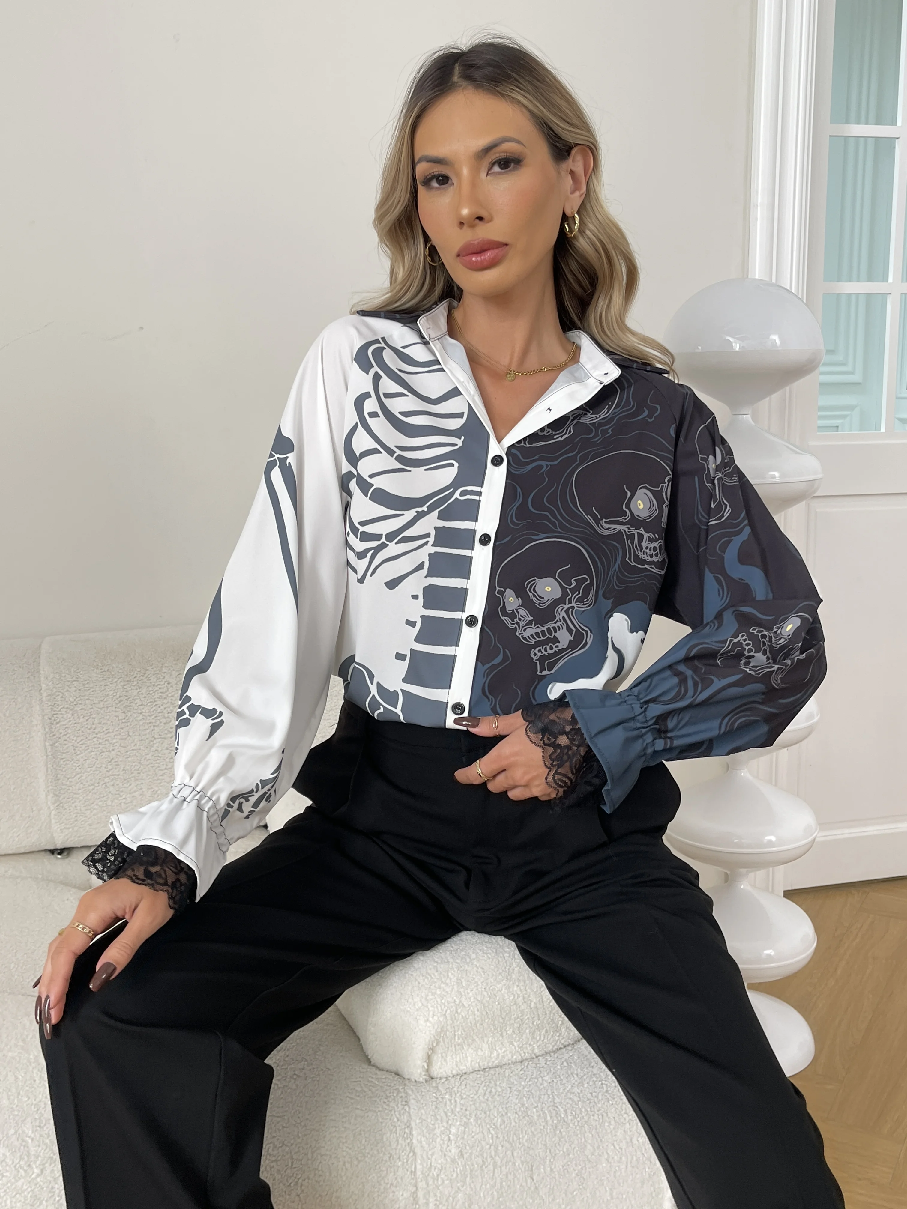 

Fashion printing Blouses for women shirts New elegant ladies shirts womens tops