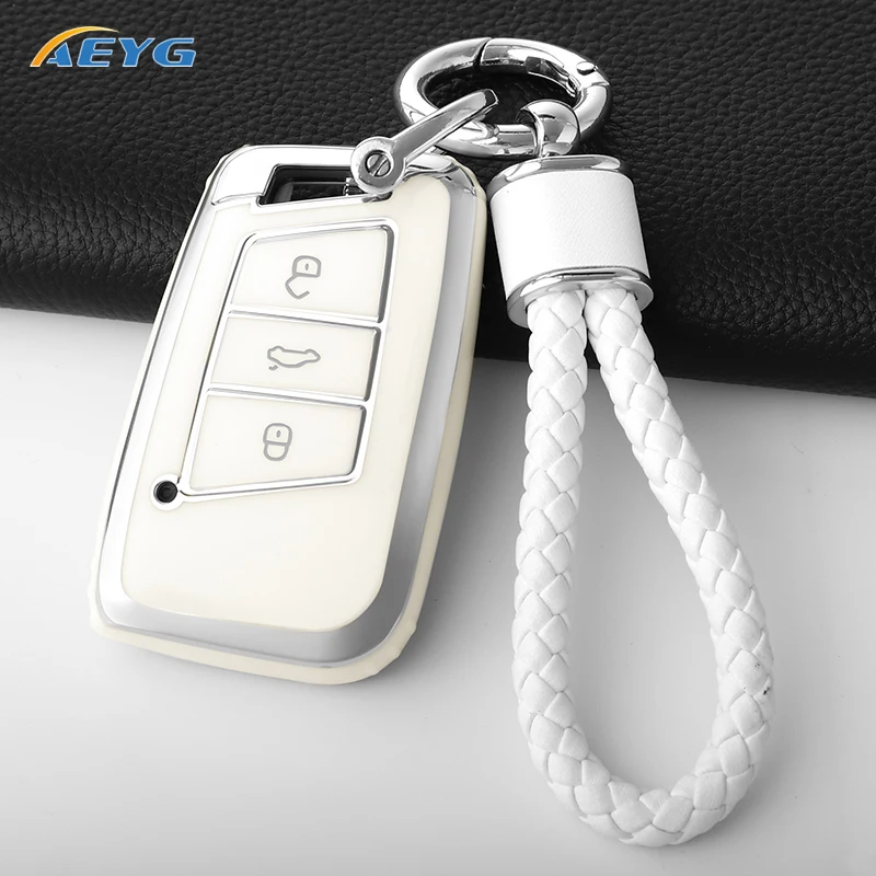 AYEG TPU Car Key Case Cover Shell For VW Volkswagen Golf 7 MK7 Tiguan MK2 Seat Ateca Leon FR Ibiza Skoda Octavia Kodiaq