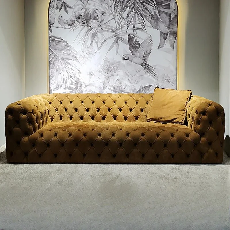 Light luxury matte leather three-person sofa