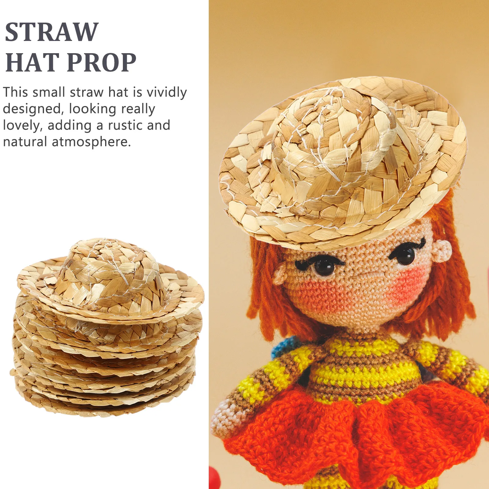 

12 Pcs Miniature Woven Straw Hats Decorative Photo Props Braided Hat Cap Accessories Safe Pet