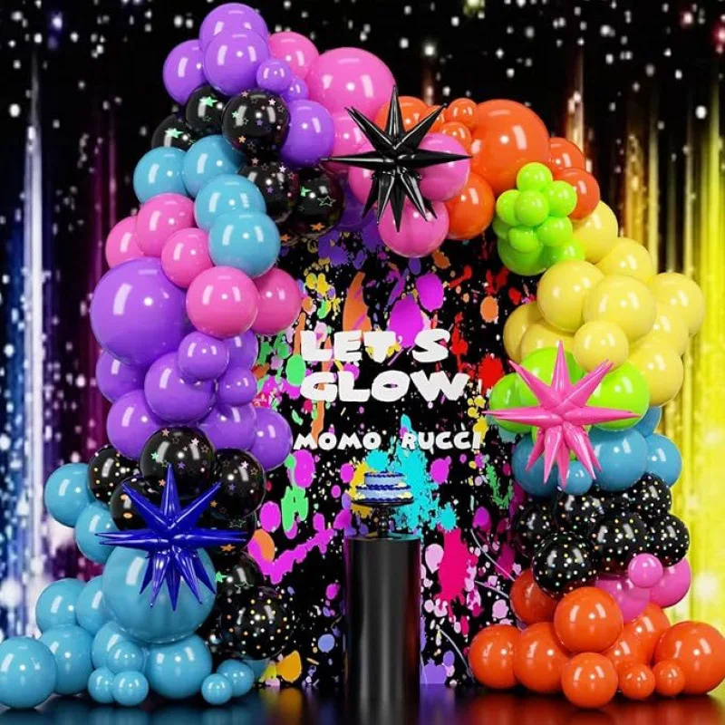 

175-Piece Neon Balloon Arch Garland Set, Glow-In-The-Dark Balloons Suitable for 80S and 90S Disco Carnival