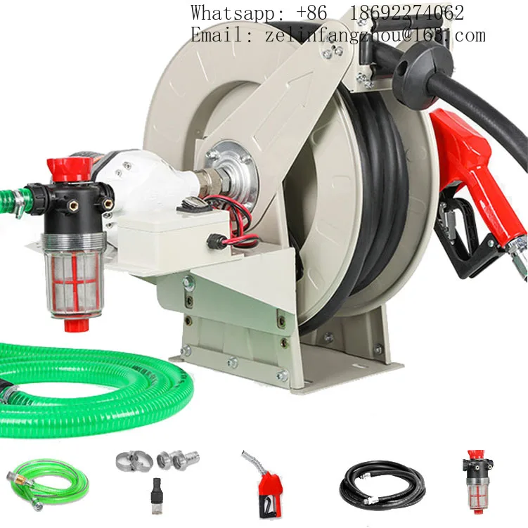 CAVITT Electric AC DC Self Priming Hose Reel Diaphragm Chemical Dosing Pump Explosion Proof Hose Auto Shut Off Nozzle