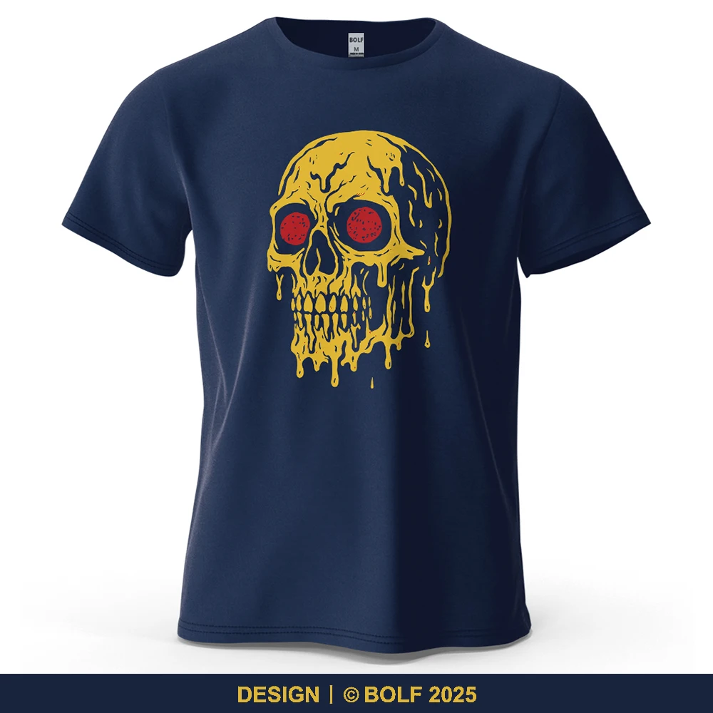 Melting Skull Unique Printed Men's T-Shirt 100% Cotton Oversized Edgy Graphic Tees for Women Tops Tees Streetwear