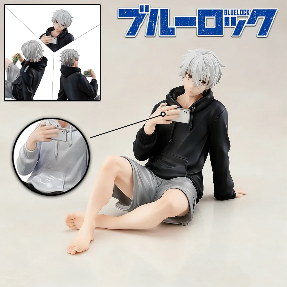 BLUE LOCK Anime Figur Nagi Seishiro Sitzende Pose Action Figure PVC Nette Anime Peripherie Tisch Dekoration Sammlung Modell Spielzeug