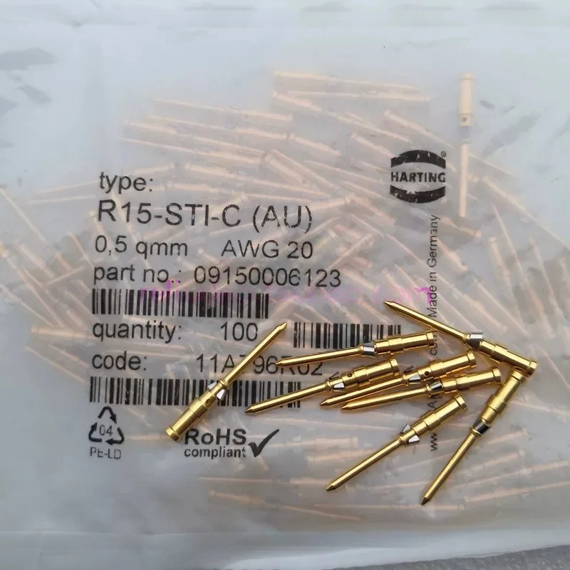 5Pcs/Lot Harting Heavy-Duty Power Connector Set with Male and Female Pins Han D F Crimp Contact Ag Awg26-14 10A Cold-Pressed Terminal Gold Plated 09150006126/6221/6124/6225