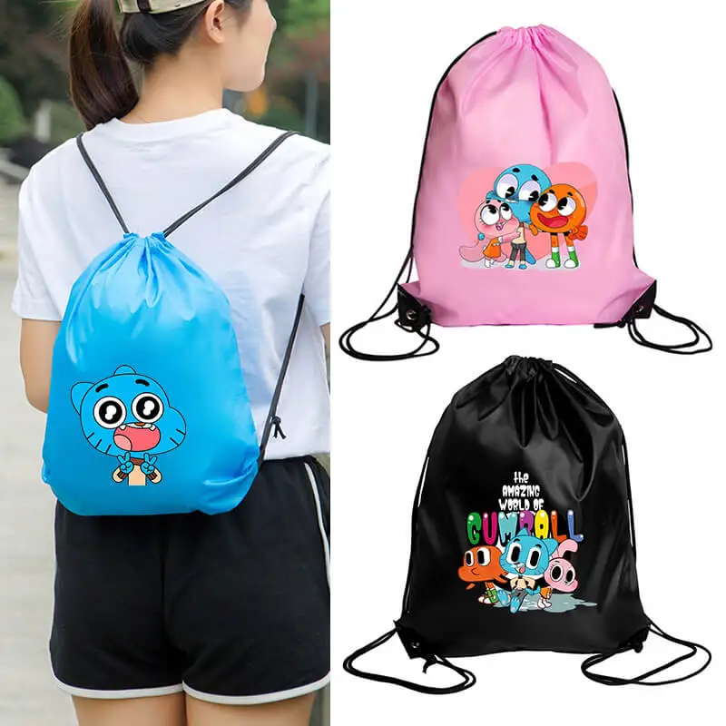 

Сумка на шнурке The Amazing World of Gumball, спортивный рюкзак для плавания и бега с героями мультфильмов, милые портативные сумки для хранения, подарок на день рождения