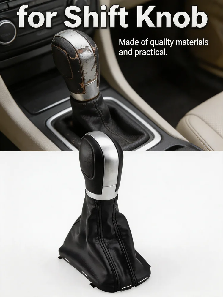 Shift Knob Boot Cover Gear Box Gaitor For B7 CC Black Plastic Artificial Leather Car Accessories Tools Car Interior Car Styling
