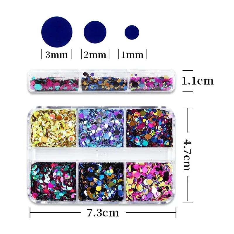 เงาที่มีสีสันเล็บ Sequins Glitter Holographic รอบรูป3D เล็บ Charm เจลเล็บฝรั่งเศส Decoracion Uñas