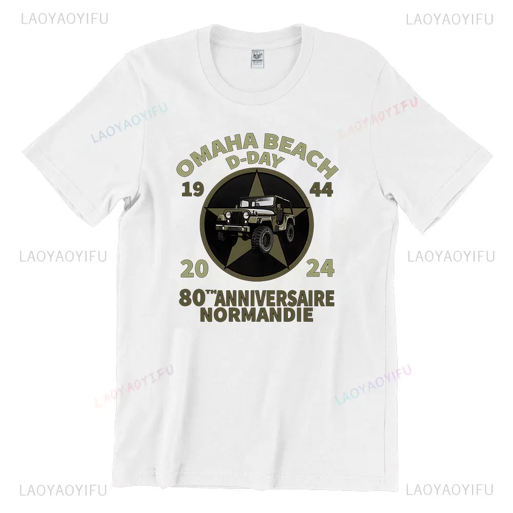 D-Day Shirt Omaha Beach Normandy Landings 80th Anniversary 1944-2024 Veteran Retro Cotton T-Shirt Gift Remembrance Day Tee