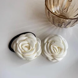 Elegant Pure Desire Wind Milk White Rose Hair Ropes Hair Clips Camellia Sweet Hairpin Vintage Fashion Barrettes Hair Accessories