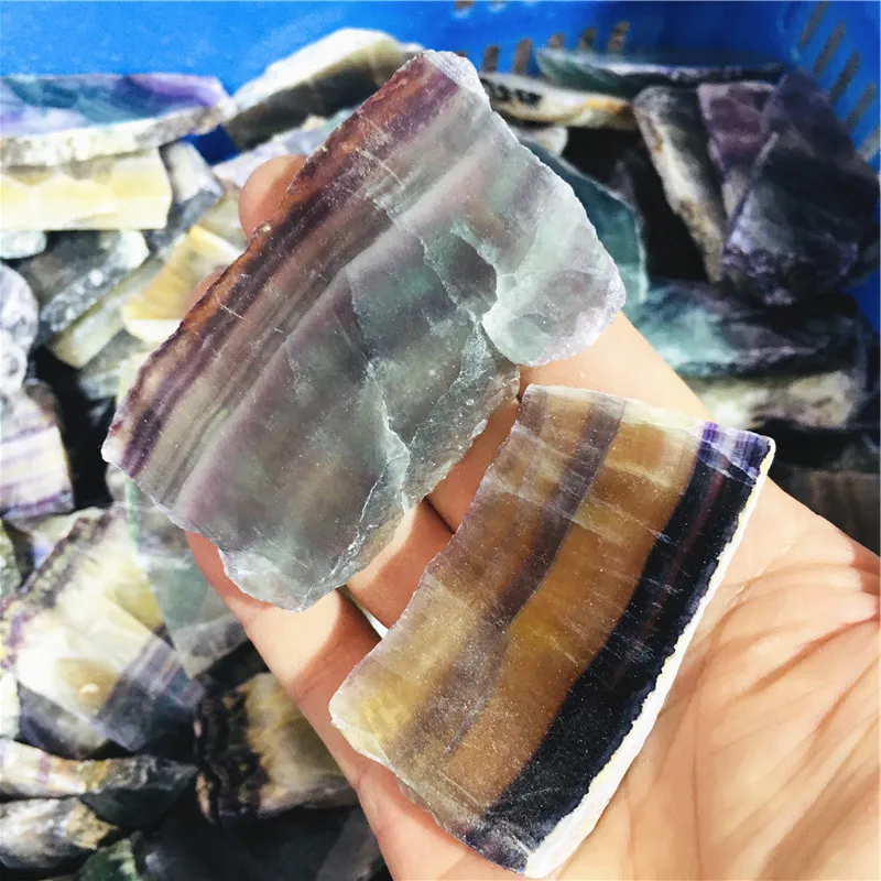 6-8cmNatural Raw Rainbow Fluorite Rough Stone Quartz Crystals Rock Healing Mineral Aquarium Home Room Decoration Gemstone Energy