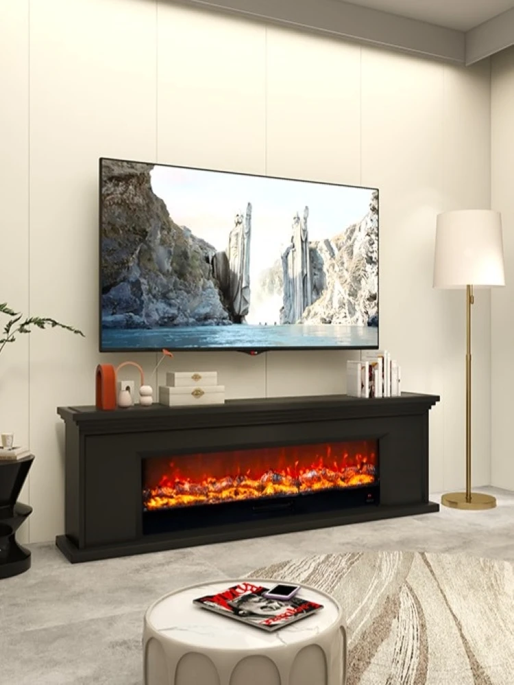 

Italian minimalist flame fireplace, TV cabinet, retro American fireplace, heater, villa living room, French light luxury