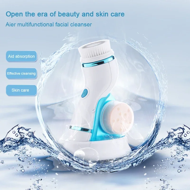 4 In 1 Electric Facial Cleansing Brush Facial Massage Face Cleansing Device Waterproof Deep Cleaning Blackhead Acne Pore Removal