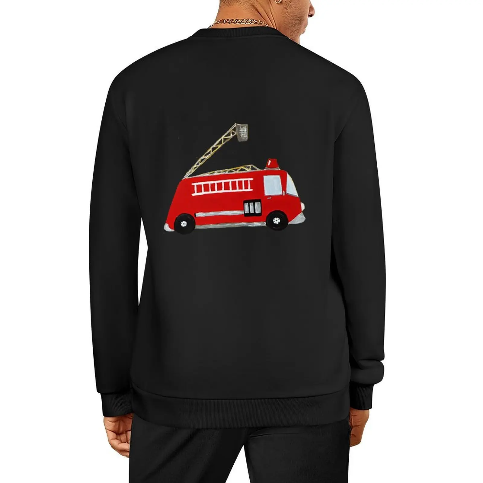 

Unique red firetruck design Pullover anime clothes korean clothes japanese style autumn jacket men sweatshirt