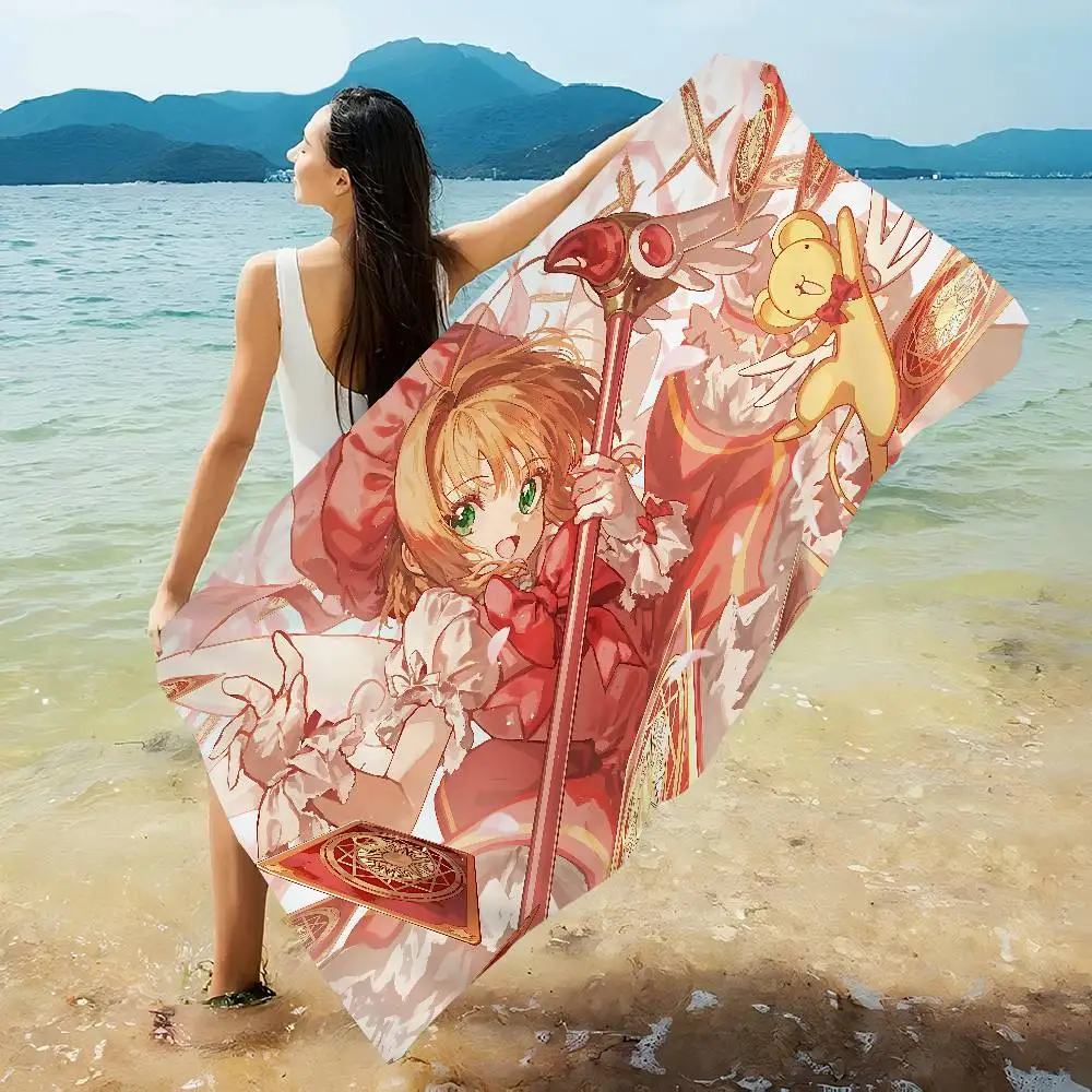 Anime C-Cardcaptor Sakura Girl Beach Towel Colorful Bath Towels for Girl Microfiber Quick Dry Custom Sand Free Beach Yoga Spa
