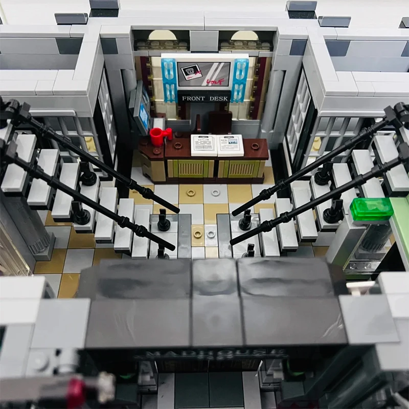 7527 個の狂人病院ビルディングブロック精神科病院映画建築モデルライト付き組み立てレンガのおもちゃ子供大人