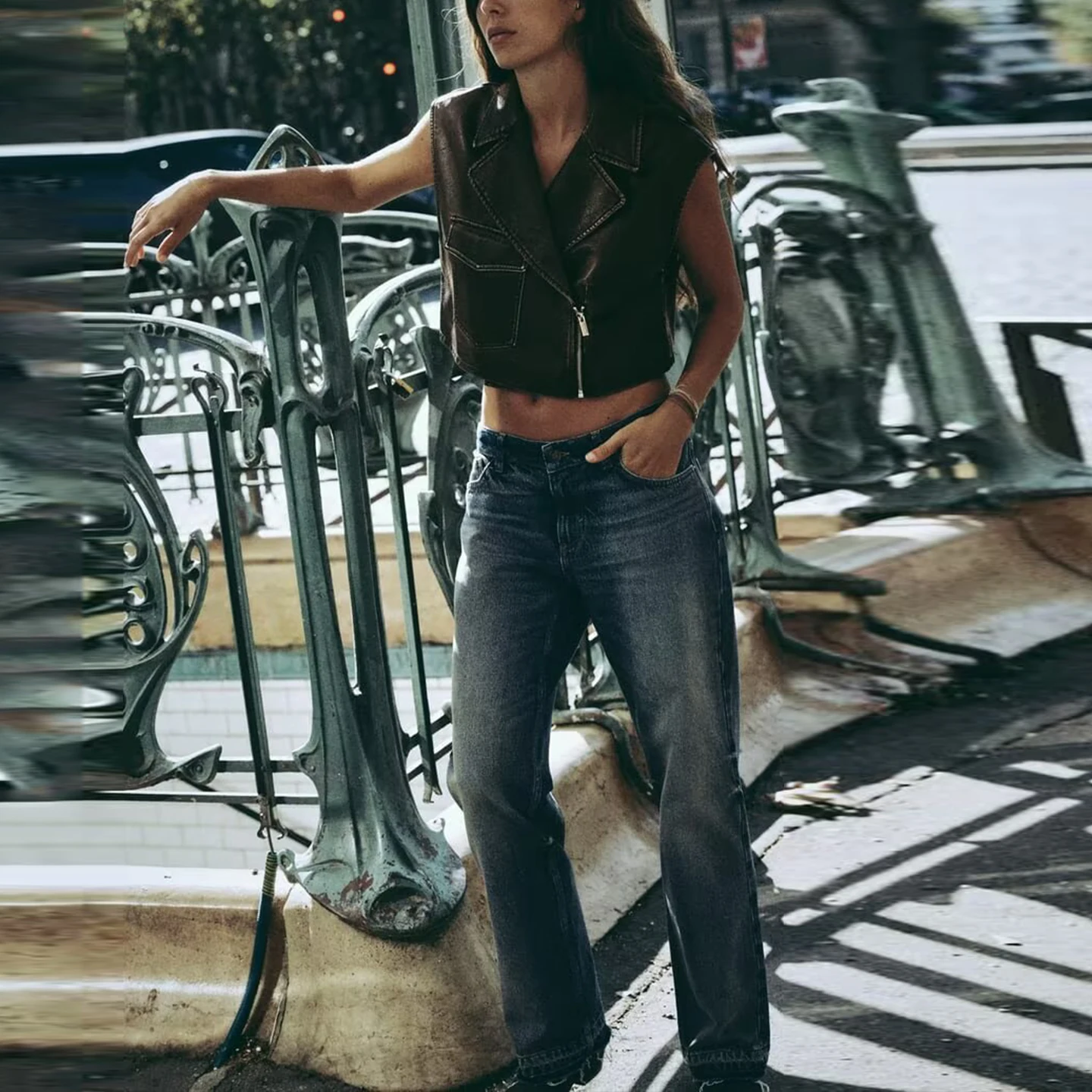 

Women's Sli Personali ort Leather Vest Summer 2025 New Arrival Versatile Polyester Fiber Breathable Zipper Closure Ca...