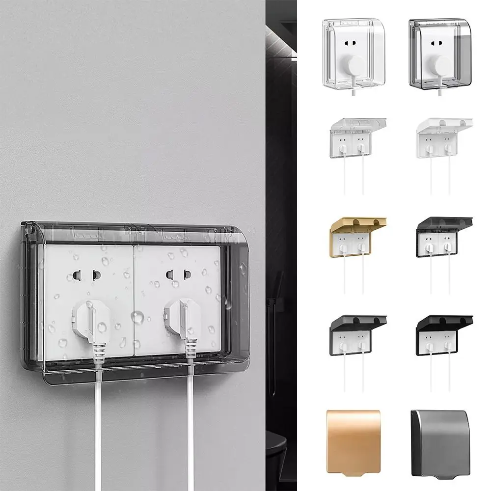 

Durable 86 Type Switch Protective Cover Waterproof Splash-Proof Socket Protector Power Outlet Self-Adhesive Plug Box for Home