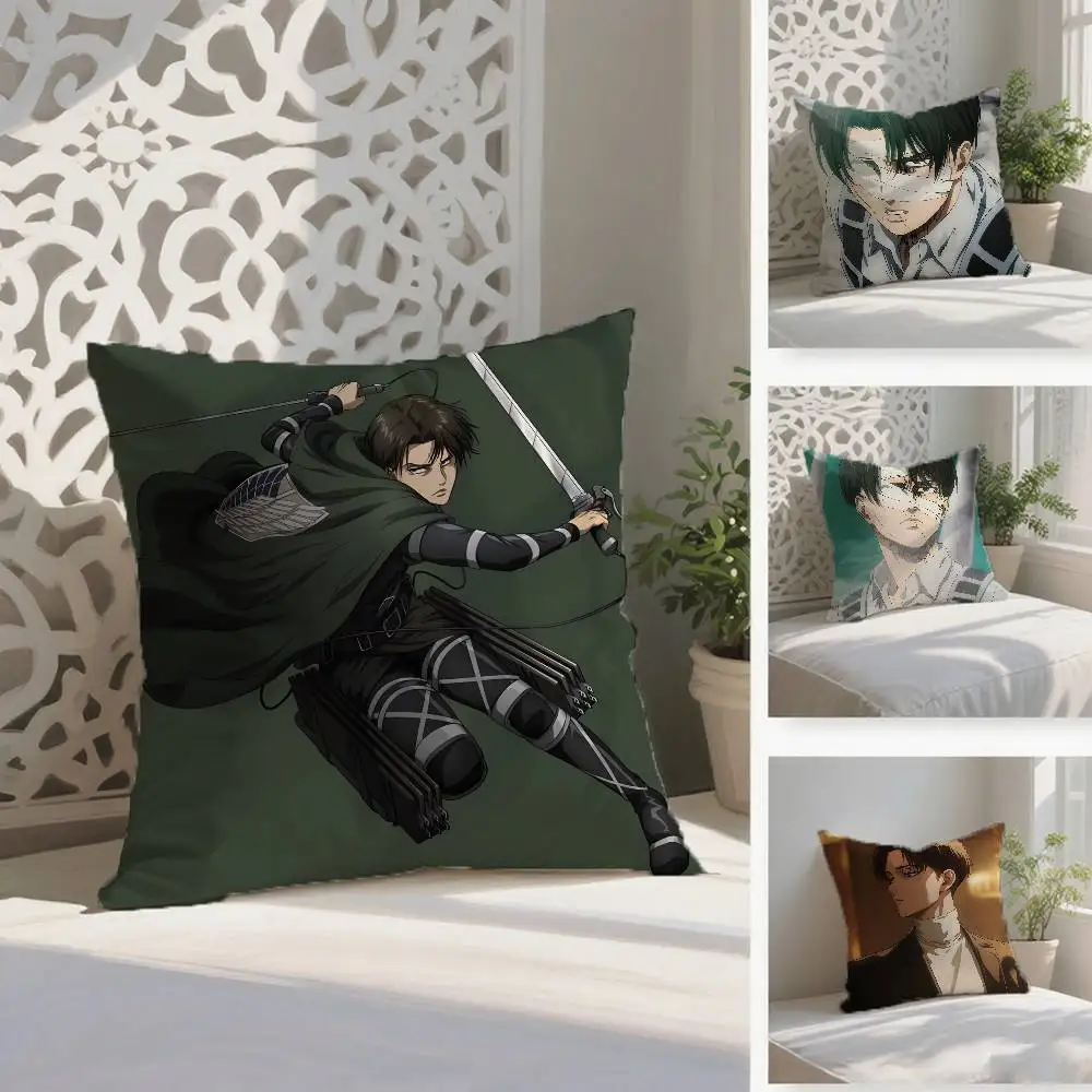 1pc Levi Ackerman Attack On Titan Pillow Case Anti-dustmite Pillowcase Invisible Zipper Silky Short Plush Sofa Cushion Cover