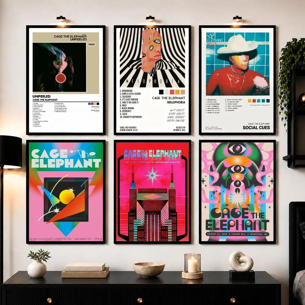 Indie Rock Band C-Cage The E-Elephant Poster Wall Art Print Sticker for Bedroom Living Room Dorm Office Modern Home Decor