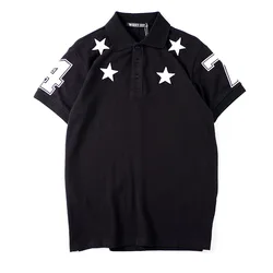 High New Men luxury 2021 Classic Embroidered PU leather star 74 Polo Shirts Shirt Hip Hop Skateboard Cotton Polo Top M-2XL #D177