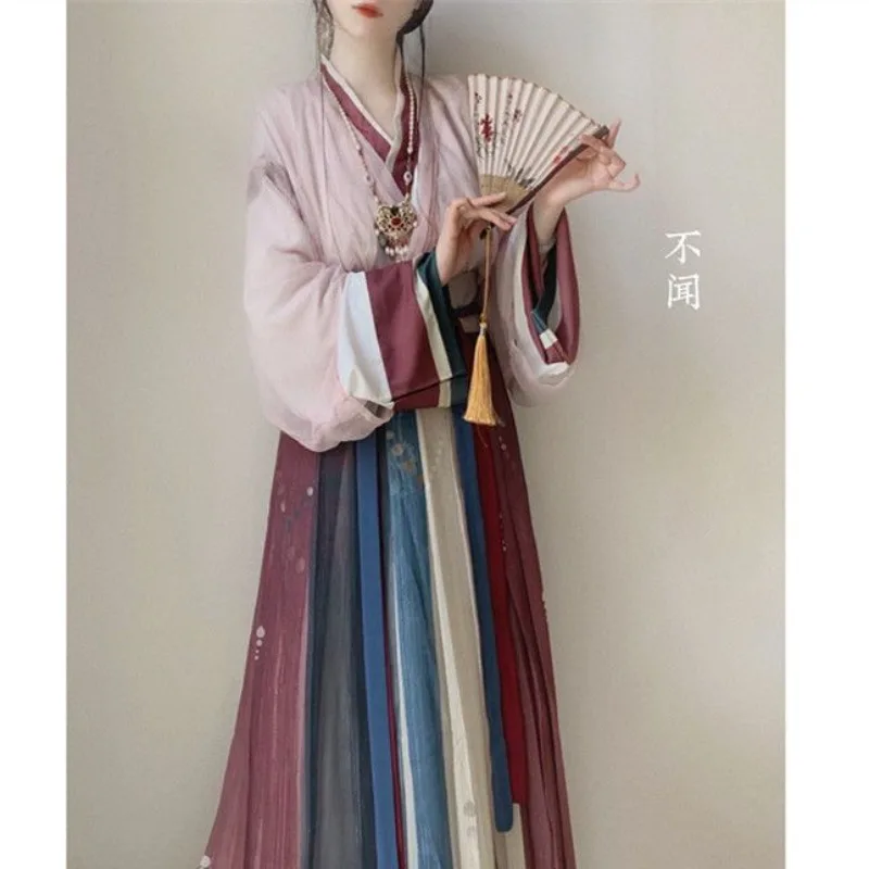 

2024 WeiJin Dynasty Princess Dresses Chinese Traditional Hanfu for Women Spring Autumn Vintage Carnival Cosplay Costumes XL