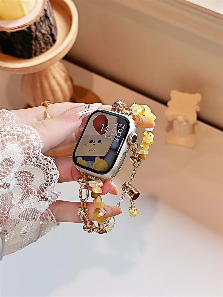 Fashion Beads Metal Link Band For Women  40mm 41mm 42mm elegant Strap For Apple Watch bling nice good hot selling