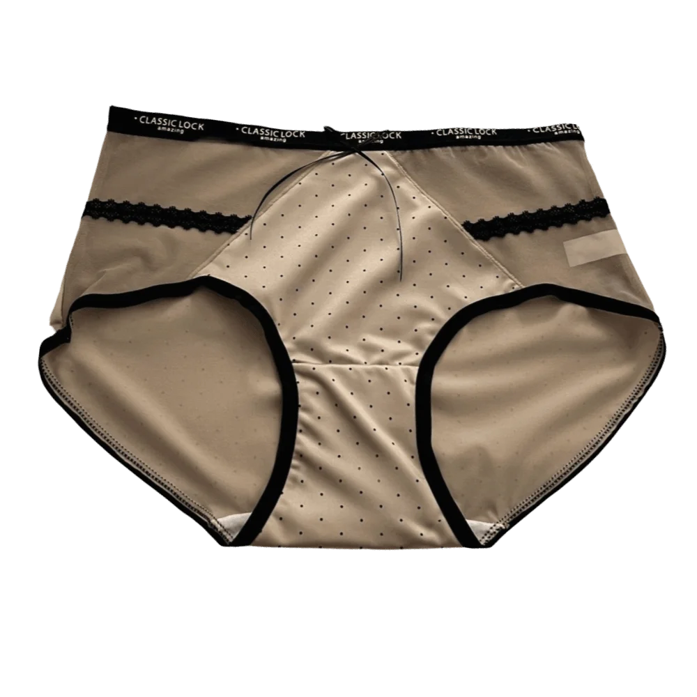 Breathable Mesh Women's Underwear Satin Bow Wave Point Underpants Hollowed-out Seamless Briefs Women