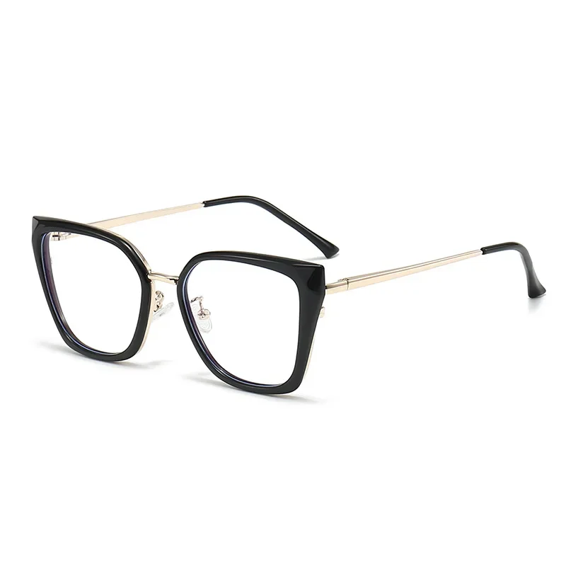 Metal Spring Leg Cat Frame Blue Light Blocking Glasses with Near-vision Frame TR90 Flat Light Lens for Women