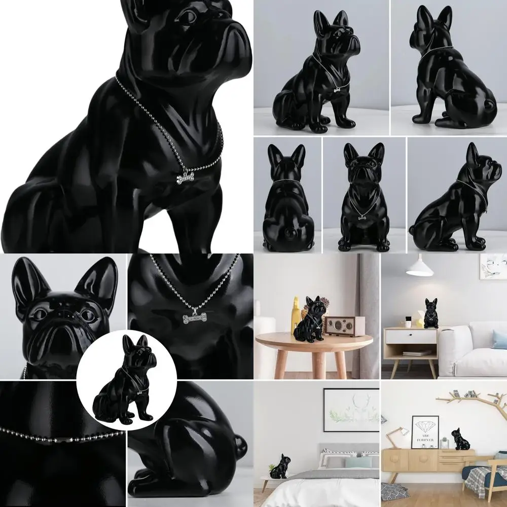 

Элегантная скульптура французского бульдога — черный хром, 12, статуя собаки домашнего декора и подарок