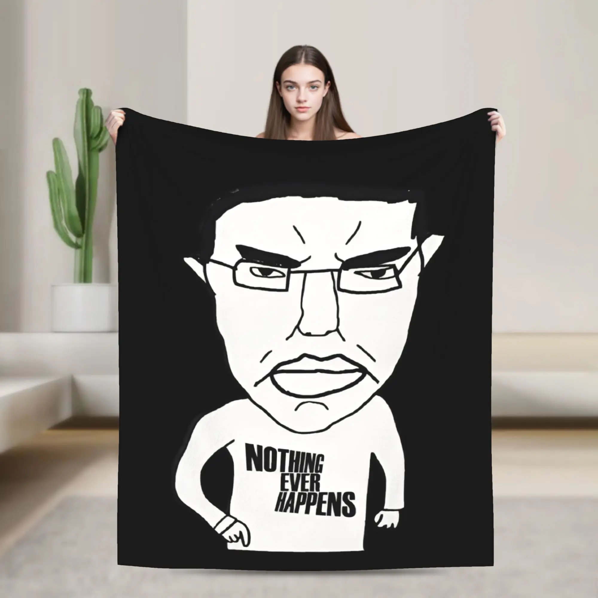 Nothing Ever Happens Funny Chudjak Meme Plush Blanket  Custom Throw Blanket for Home 125*100cm Quilt