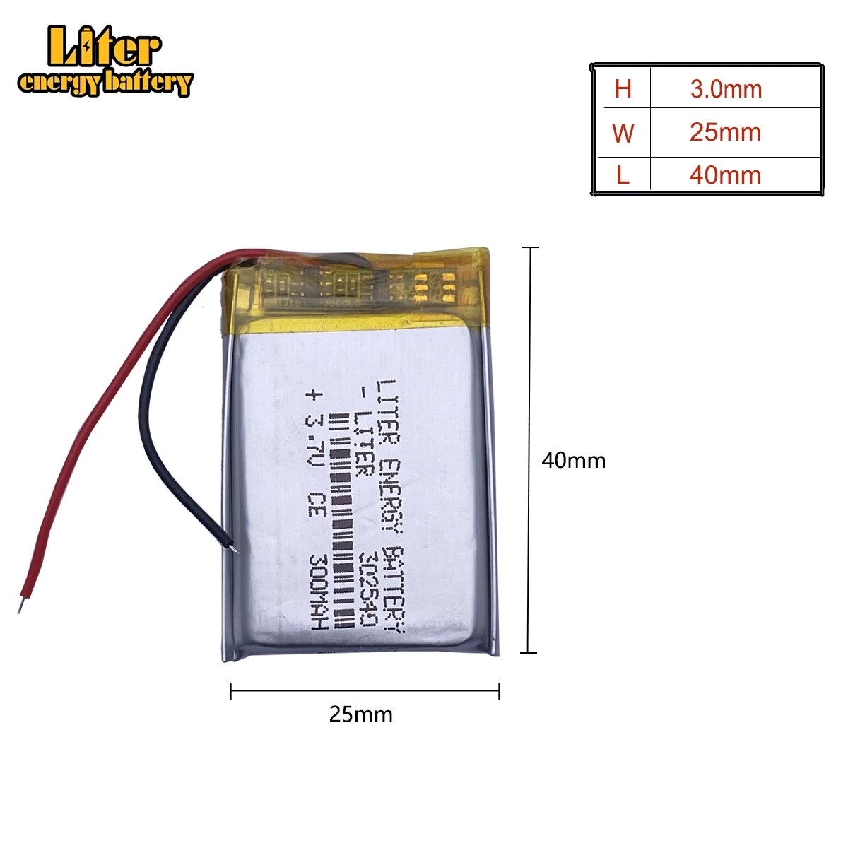 302540 3.7V 300mAh Rechargeable Li-Polymer Li-ion Battery For MP3 MP4 DVR GPS toys Speaker Driving recorder Texet T-279