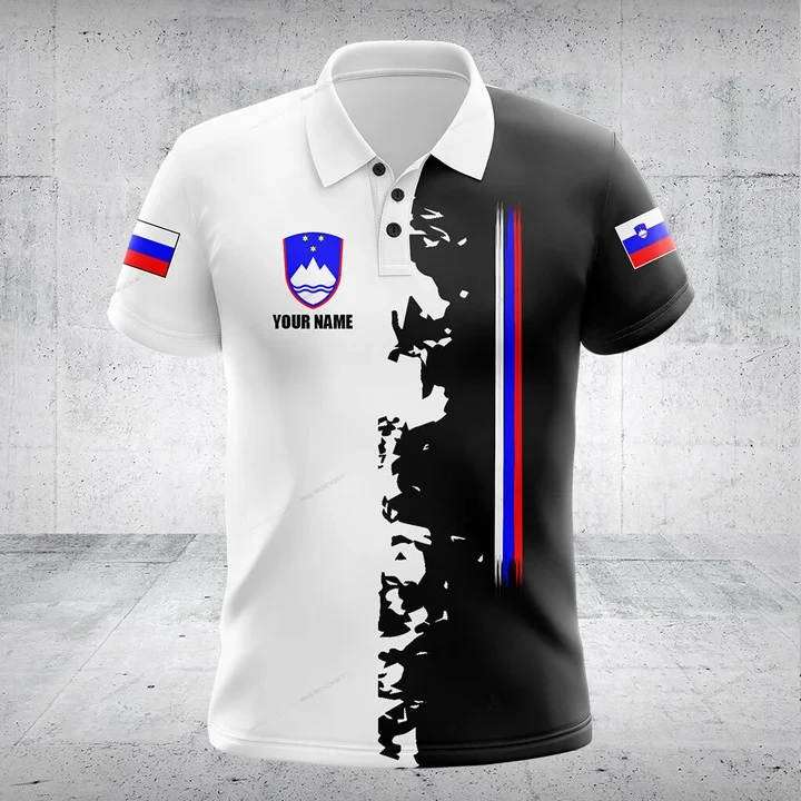 Custom Name Slovenia Flag Graphic Polo Shirt Summer Casual Men's Fashion Loose Cool Jersey Outdoor Streetwear Short Sleeve Tops