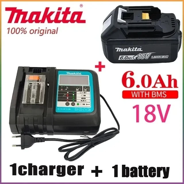 Makita 18V Battery 6000mAh Rechargeable Power Tools Battery with LED Li-ion Replacement LXT BL1860B BL1860 BL1850+3A Charger