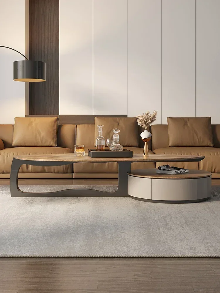 

Practical Leaf walnut large apartment minimalist light luxury coffee table