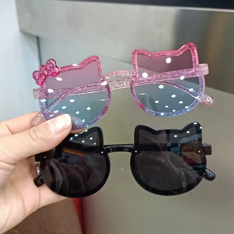 Summer Children Cute Kitty Sunglasses Acrylic Bow Outdoor UV Protection Sun Glasses Baby Girls Classic Kids Boy UV400 Eyewear